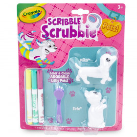 Scribble Scrubbie Pets 2-Pack Animal Toy Set, Cat & Dog