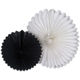 Black and White Fans Dimensional Accent, Set of 4