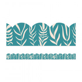 True to You Teal with Leaves Scalloped Bulletin Board Borders, 39 Feet