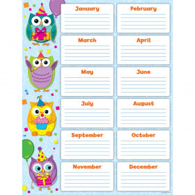 Colorful Owls Birthday Chart