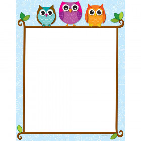Colorful Owls on a Branch Computer Paper