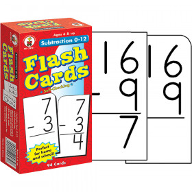 Subtraction 0-12 Flash Cards, Ages 6 - 8