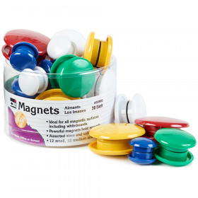Round Magnets, Assorted Sizes & Colors, Tub of 30