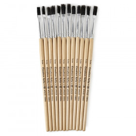 Flat Tip Paint Brushes, 1/4" Natural Bristle, Short, Set of 12