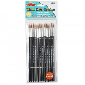 Creative Arts Brushes - Water Color - Pointed Rnd #6 11/16" Camel Hair, 12/Pk