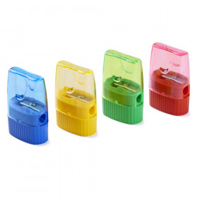 Pencil Sharpener with Shaving Receptacle and Cone Shape, Assorted Colors