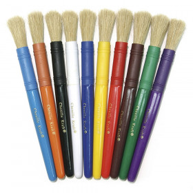 Beginner Paint Brushes, 10 Assorted Colors, 7" Long, 10 Brushes