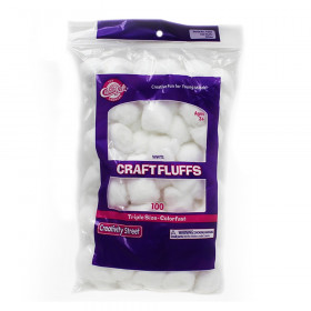Triple Size Craft Fluffs, White, Approx. 1", 100 Pieces