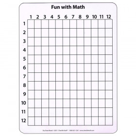 Math Whiteboard, 1-Sided, 12x12 Grid, 9" x 12", 10 Boards