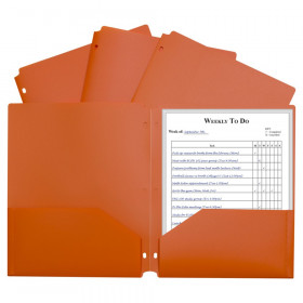 C-Line Two-Pocket Poly Portfolio with Three-Hole Punch, Orange