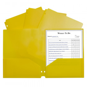 C-Line Two-Pocket Poly Portfolio with Three-Hole Punch, Yellow