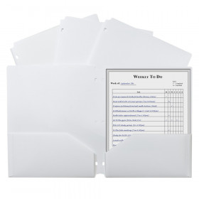 C-Line Two-Pocket Poly Portfolio with Three-Hole Punch, White
