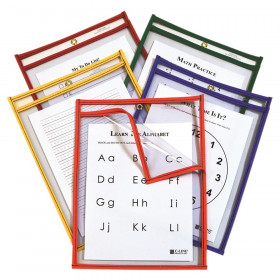 C-Line Super Heavyweight Plus Reusable Dry Erase Pockets - Study Aid, Assorted Primary Colors, 9 x 12, Box of 25