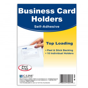Self-Adhesive Business Card Holder, Top Load, 2" x 3-1/2", Pack of 10