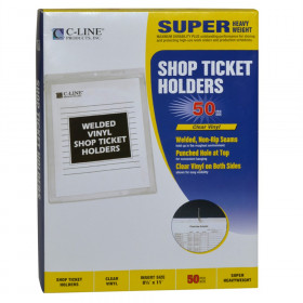 Vinyl Shop Ticket Holders, Welded, Both Sides Clear, 8-1/2" x 11", Box of 50