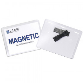 Magnetic Style Name Badge Holder Kit, Sealed Holders with Inserts, 4" x 3", Box of 20