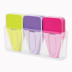 Solid Clip-Tabs, Pack of 24, Lime/Purple/Fuchsia