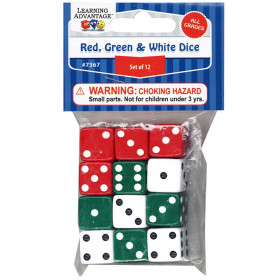 Red, Green & White Dot Dice