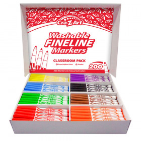 Washable Markers Classroom Pack, Fine Point, 10 Color, Pack of 200