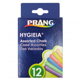 Prang Hygieia Dustless Board Chalk, Assorted Colors, 12/pkg