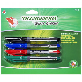Dry Erase Markers, Fine Tip, 4 Assorted Colors