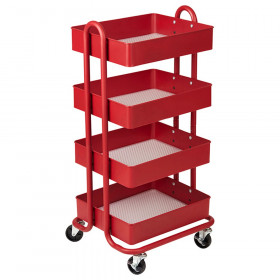 4-Tier Utility Rolling Cart, Red