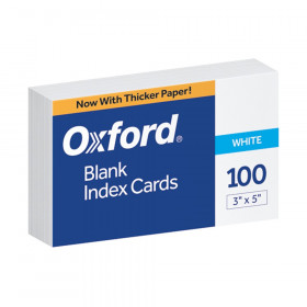 Blank Index Cards, 3" x 5", White, Pack of 100