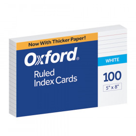 Ruled Index Cards, 5" x 8", White, Pack of 100