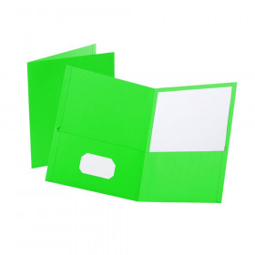 Twin Pocket Folders, Green, 25 Per Box
