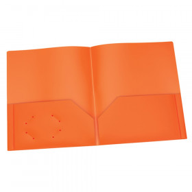 Poly Two Pocket Portfolio, Orange, Pack of 25