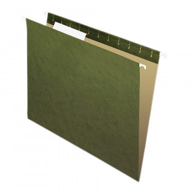 Recycled Hanging File Folders, 1/3 Cut, Standard Green, 25 Per Box