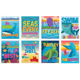 Seas the Day Motivational Mini Poster Set, 8 Posters