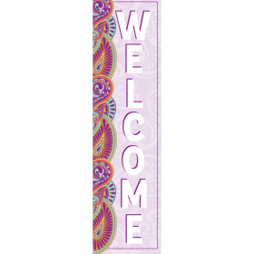 Positively Paisley Welcome Vertical Banner, 12" x 45"