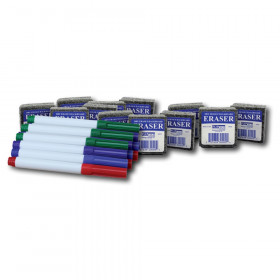 Class Pack of 12 Erasers & 12 Colored Pens