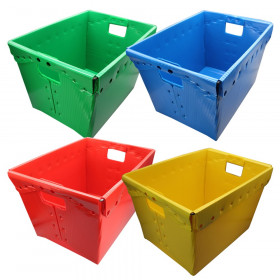 Primary Assorted Plastic Storage Postal Tote - 4 Pack