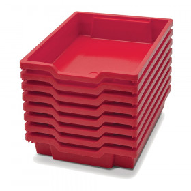 Shallow F1 Tray, Flame Red, 12.3" x 16.8" x 3", Heavy Duty School, Industrial & Utility Bins, Pack of 8