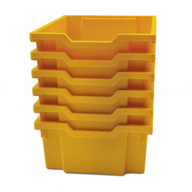 Deep F2 Tray, Sunshine Yellow, 12.3" x 16.8" x 5.9", Heavy Duty School, Industrial & Utility Bins, Pack of 6