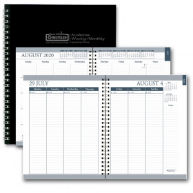 Monthly and Weekly Academic Calendar Planner, Black Suede Like Cover, 12 Months July-August, 7" x 9"