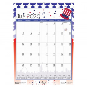 Monthly Academic Wall Calendar, Seasonal Holiday Depictions, July-June, 12" x 16-1/2"