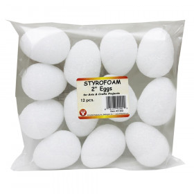 Styrofoam, 2" Eggs, Pack of 12