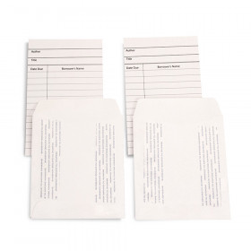 Library Cards & Self-Adhesive Pockets Combo, White, 150 Each/300 Pieces