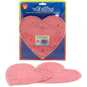 Doilies 6 Pink Hearts