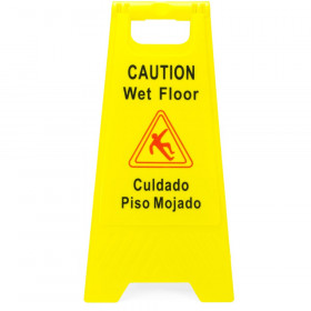 Caution Wet Floor Sign, English & Spanish