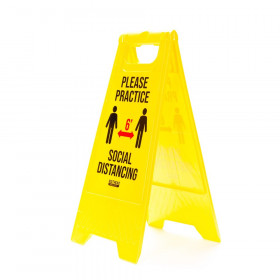 Social Distancing Yellow Floor Sign