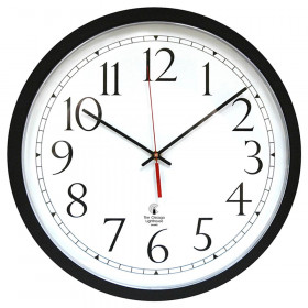 SelfSet Clock, 12.5" Track Dial, auto Change for Seasons, 14.5" Diameter, Black