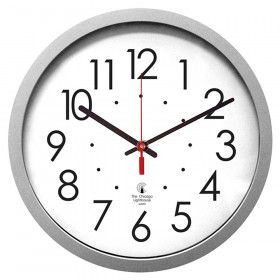 14.5" Silver Contemporary Clock, 12.5" Dial, quartz movement