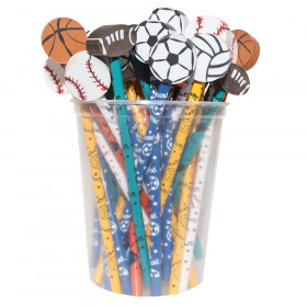 Moon Pencil & Eraser Topper Write-Ons, Sports, Pack of 36