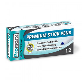 Promarx TC Ball Stick Pens, 0.7mm Fine Point, Blue, Dozen