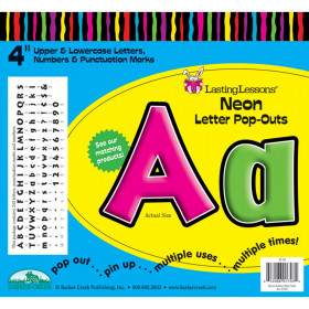 Letter Pop-Outs, 4", Neon, 255 Pieces
