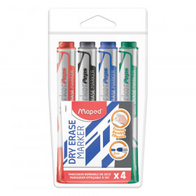 Marker'Peps Dry Erase Jumbo Marker, Bullet Tip, Pack of 4